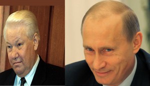 Boris Eltsine et Vladimir Poutine. Montage photo.